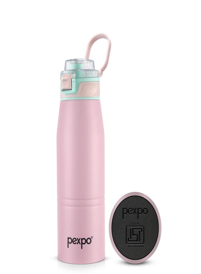 Pexpo Atlas 800 ISI Certified Stainless Steel Vacuum Insulated Flask - 740ml | Double Wall | Flip Top Cap | Hot & Cold Water Bottle for Adults | Ideal for Home, Office, Gym, Outdoor - Baby Pink - Image 1